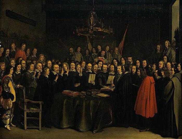  Ratification of the Peace of Munster between Spain and the Dutch Republic in the town hall of Munster, 15 May 1648.